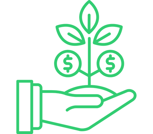 Uma pequena arvore de dinheiro está crescendo na mão de uma pessoa
